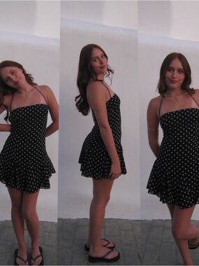Princess Polly Black Polka Dot Ruffle Mini Dress